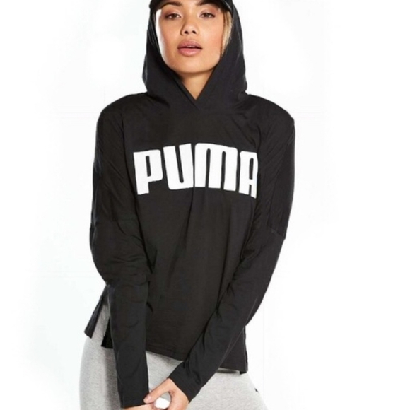 Puma Tops - PUMA Women's Black Sweatshirt with White Logo